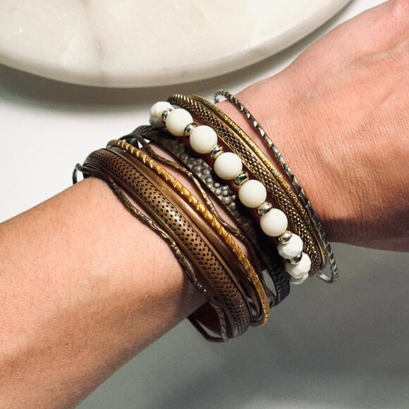 Anthropologie Jewelry - Antique Gold Bangles Set